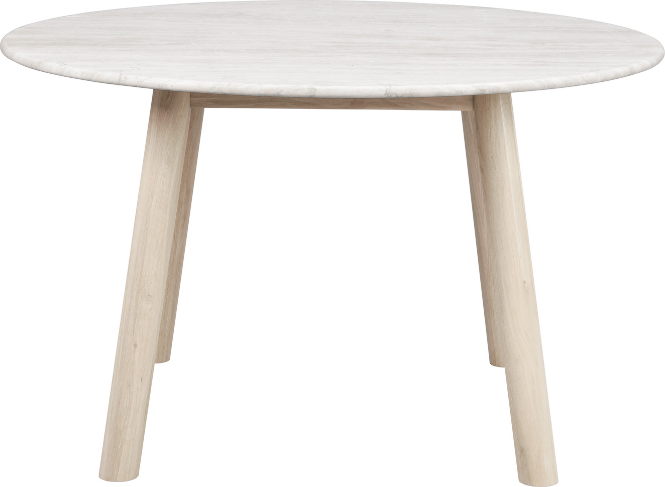 Spisebord Rowico Taransay rund Ø125 cm massiv italiensk travertin bordplade FSC egetræ stel beige/hvidvasket Spisebord Rowico Taransay rund Ø125 cm massiv italiensk travertin bordplade FSC egetræ stel beige/hvidvasket