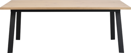 Spisebord Rowico Winnipeg 200x100 cm hvidkalket vild egefiner med sort pulverlakeret metalstel
