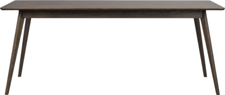 Spisebord Rowico Yumi 190x90 cm lakeret MDF med egetræsfinér og massiv eg brun med 2 tillægsplader