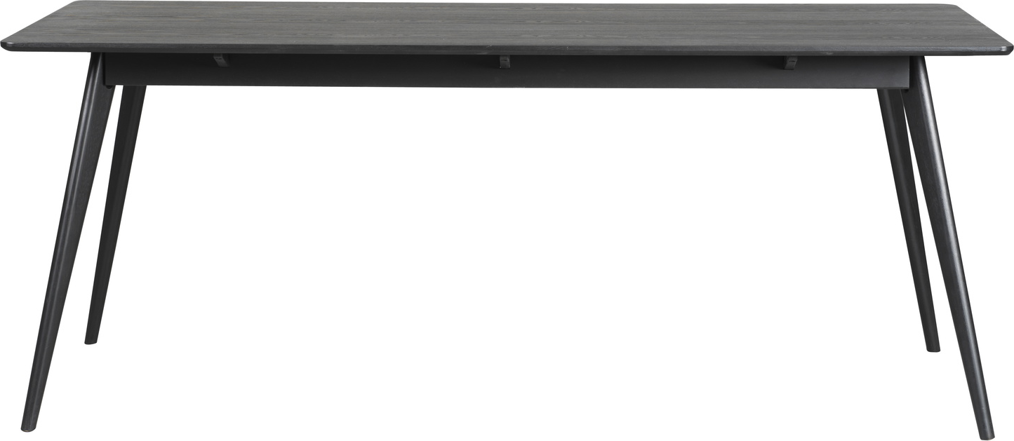 Spisebord Rowico Yumi sortlakeret 190 x 90 cm MDF-top med askefiner massivt gummitræben nordisk design Spisebord Rowico Yumi sortlakeret 190 x 90 cm MDF-top med askefiner massivt gummitræben nordisk design