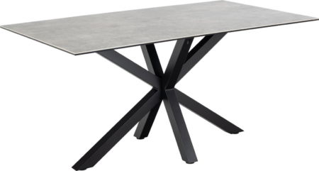 Spisebord Signature Bellona grå Anista keramik 160 x 90 cm mat sort pulverlakeret stålstel