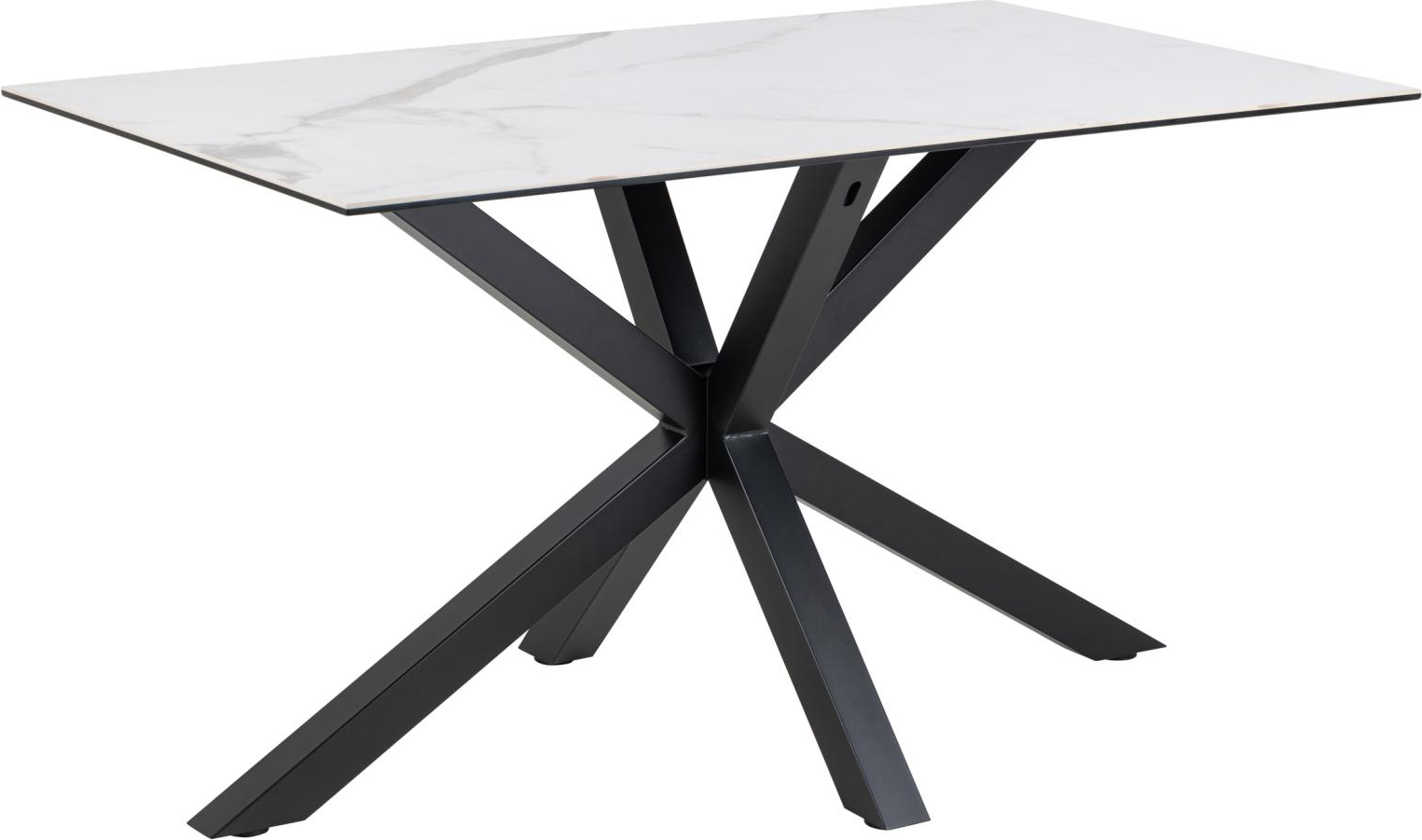 Spisebord Signature Bellona hvid Akranes-keramik 135 x 80 cm mat sort krydsstel Spisebord Signature Bellona hvid Akranes-keramik 135 x 80 cm mat sort krydsstel