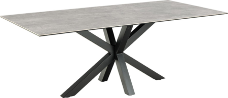 Spisebord Signature Bellona med grå Anista-keramik 200x100 cm mat sort stel