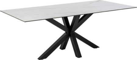 Spisebord Signature Bellona med hvid Akranes keramik og mat sort stel 200x100 cm