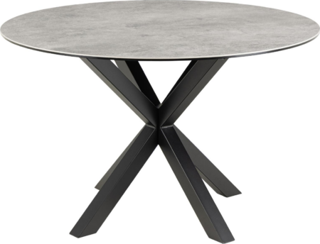 Spisebord Signature Bellona rund Ø119 cm keramik grå Anista mat sort stålstel