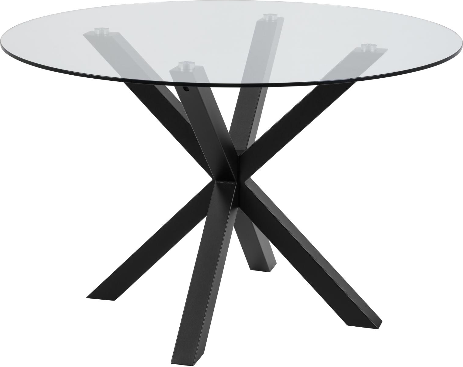 Spisebord Signature Bellona rundt hærdet glasbord Ø119 cm med mat sort stålstel Spisebord Signature Bellona rundt hærdet glasbord Ø119 cm med mat sort stålstel