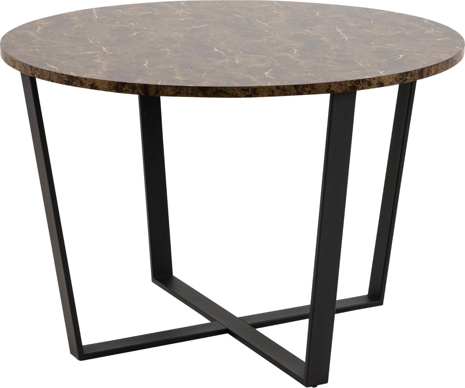 Spisebord Signature Fianna rund Ø110 cm brun marmor melamin med sort stålstel Spisebord Signature Fianna rund Ø110 cm brun marmor melamin med sort stålstel