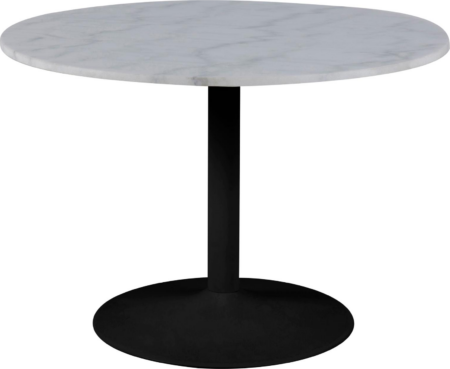 Spisebord Signature Julessa rund Ø110 cm hvid Guangxi marmorbord med mat sort trompetstel