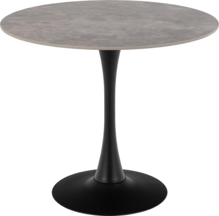 Spisebord Signature Kalina rundt Ø90 cm i grå Batis keramisk bordplade med sort trompetben