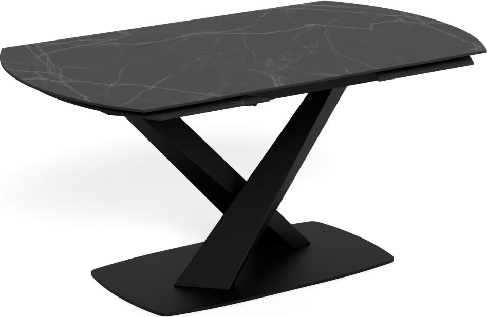 Spisebord Signature Novelle udtræksbord, mat sort Perla-keramik bordplade og mat sort stålstel, 160-240 cm Spisebord Signature Novelle udtræksbord, mat sort Perla-keramik bordplade og mat sort stålstel, 160-240 cm