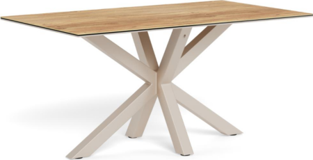 Spisebord Signature Solenne 160x90 cm, keramisk vild-eg-look bordplade, gråt pulverlakeret stålstel