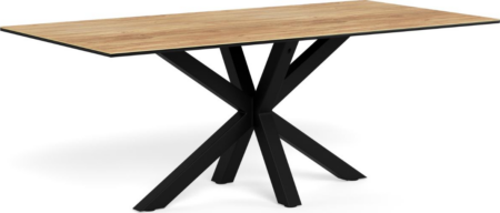 Spisebord Signature Solenne 200x100 cm - keramisk bordplade, mat sort/natur stålstel