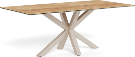 Spisebord Signature Solenne, rektangulært 200x100 cm, keramisk vild-eg-top, gråt pulverlakeret stålstel
