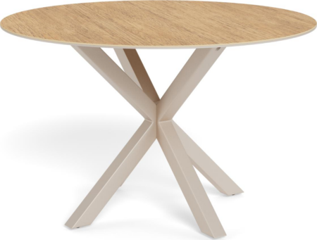 Spisebord Signature Solenne rund Ø119 cm, keramisk vildeg-look bordplade, 4stjernet gråt pulverlakeret stålstel