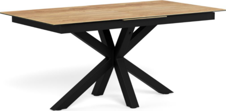 Spisebord Signature Solenne udtræksbord 210x90 cm keramisk natur bordplade mat sort stålstel