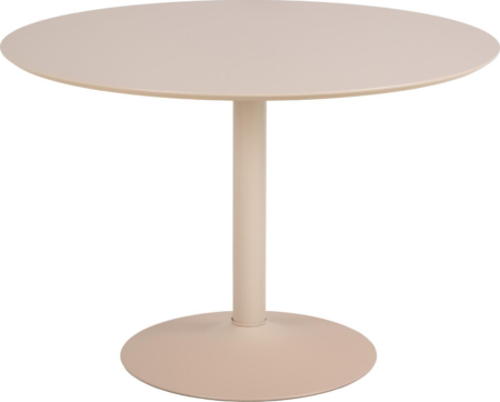 Spisebord Signature Tavira rund Ø110 cm mat beige NC-malet MDF bordplade trompetstel i ru pulverlakeret stål