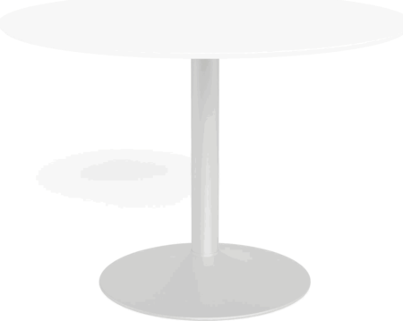 Spisebord Signature Tavira rundt Ø110 cm hvid til 4 personer, trompetstel i pulverlakeret stål