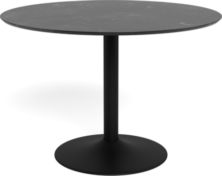 Spisebord Signature Tavira rundt Ø110 cm mat sort - trompetstel i stål og melamin