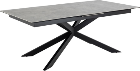 Spisebord Signature Unaelle 240x100 cm grå Anista keramik udtræksbord med mat sort krydsstel