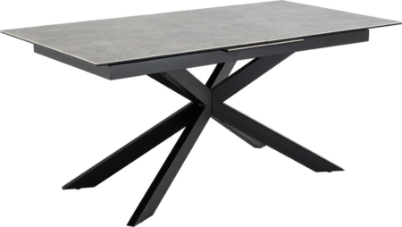 Spisebord Signature Unaelle udtræksbord i grå Anista keramik 168 - 210 cm stel mat sort stål