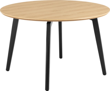 Spisebord Signature Valindra rundt i eg melamin med sort stålstel Ø120 cm H75