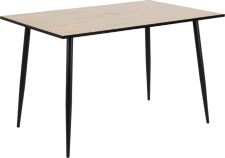 Spisebord Signature Valona 120x80 cm mat hvidvasket vild eg melamin rektangulært design pulverlakerede sort stålben
