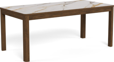 Spisebord Signature Westby 180x90 cm, poleret creme keramik-look bordplade, røget egefiner stel