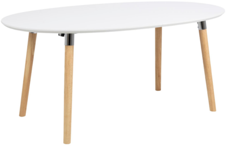 Spisebord Signature Yulina 270 x 100 cm hvid mellemtæt fiberplade med egebejdset gummitræsben