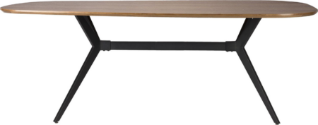 Spisebord Studio White Chase 180x90 cm mørk natur fineret MDF med sort jernramme