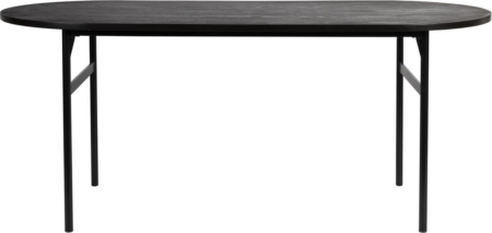 Spisebord Studio White Marcio oval 180x80 cm mørk natur finér MDF sort metalstel