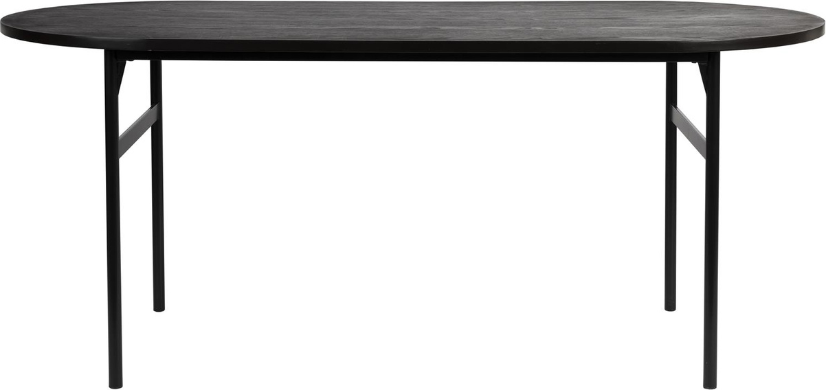 Spisebord Studio White Marcio oval 180x80 cm mørk natur finér MDF sort metalstel Spisebord Studio White Marcio oval 180x80 cm mørk natur finér MDF sort metalstel
