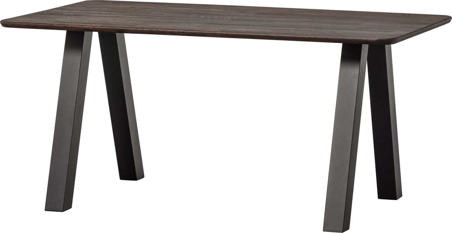 Spisebord WOOOD Tablo 160x90 cm, egetræ med let børstet overflade, mystik brun, pulverlakerede metalben, FSC Mix-certificeret Spisebord WOOOD Tablo 160x90 cm, egetræ med let børstet overflade, mystik brun, pulverlakerede metalben, FSC Mix-certificeret