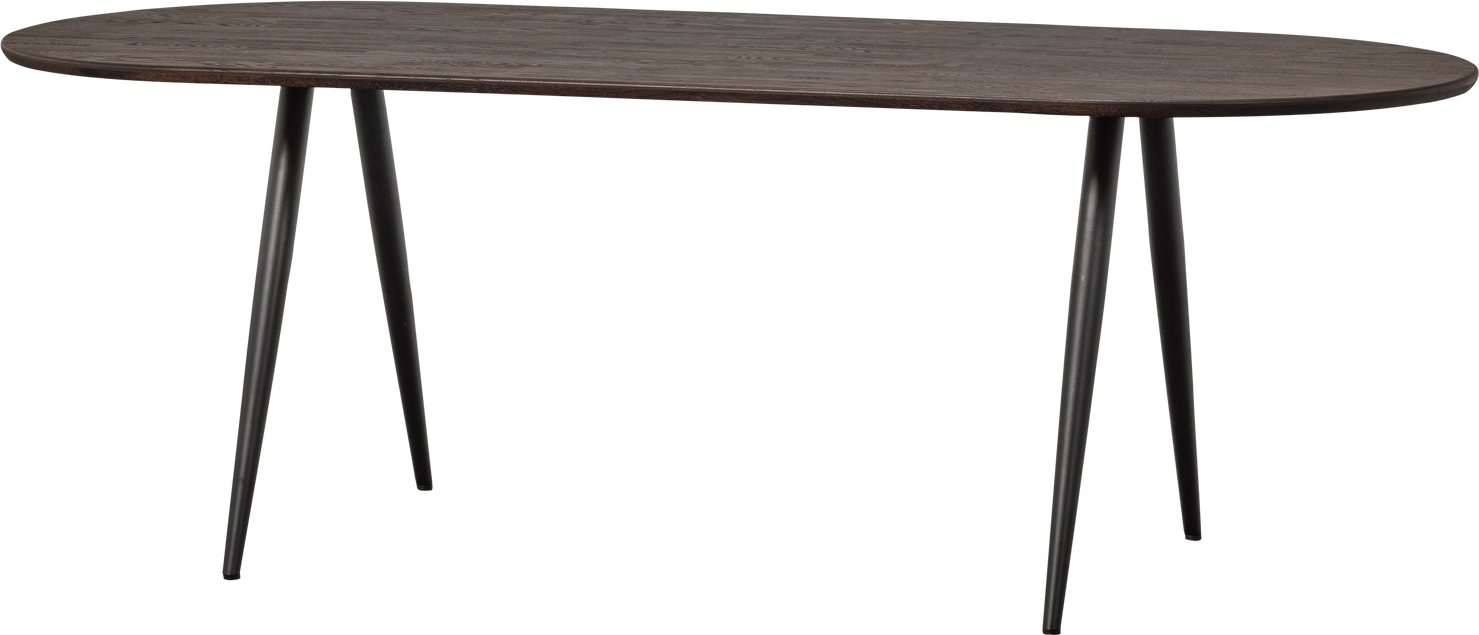 Spisebord WOOOD Tablo ovalt egetræ let børstet, brun bejdse, sort metalstel, FSC mix, 220x90 cm Spisebord WOOOD Tablo ovalt egetræ let børstet, brun bejdse, sort metalstel, FSC mix, 220x90 cm