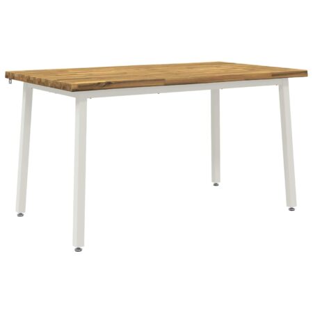 Spisebord i massivt akacietræ 120 x 90 x 75 cm - hvid, rektangulært