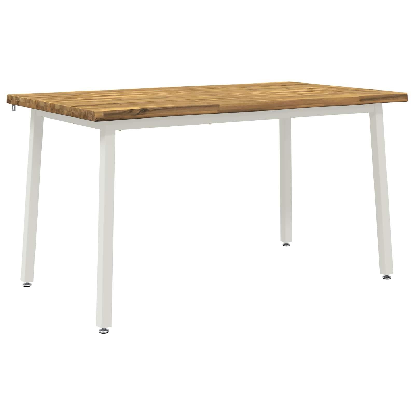 Spisebord i massivt akacietræ 120 x 90 x 75 cm - hvid, rektangulært Spisebord i massivt akacietræ 120 x 90 x 75 cm - hvid, rektangulært
