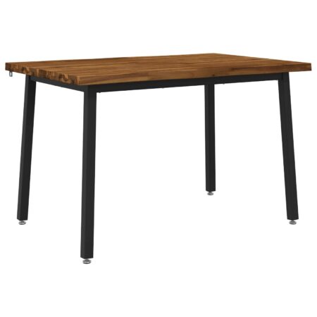Spisebord i massivt akacietræ 140 x 70 x 75 cm naturfarvet og sort