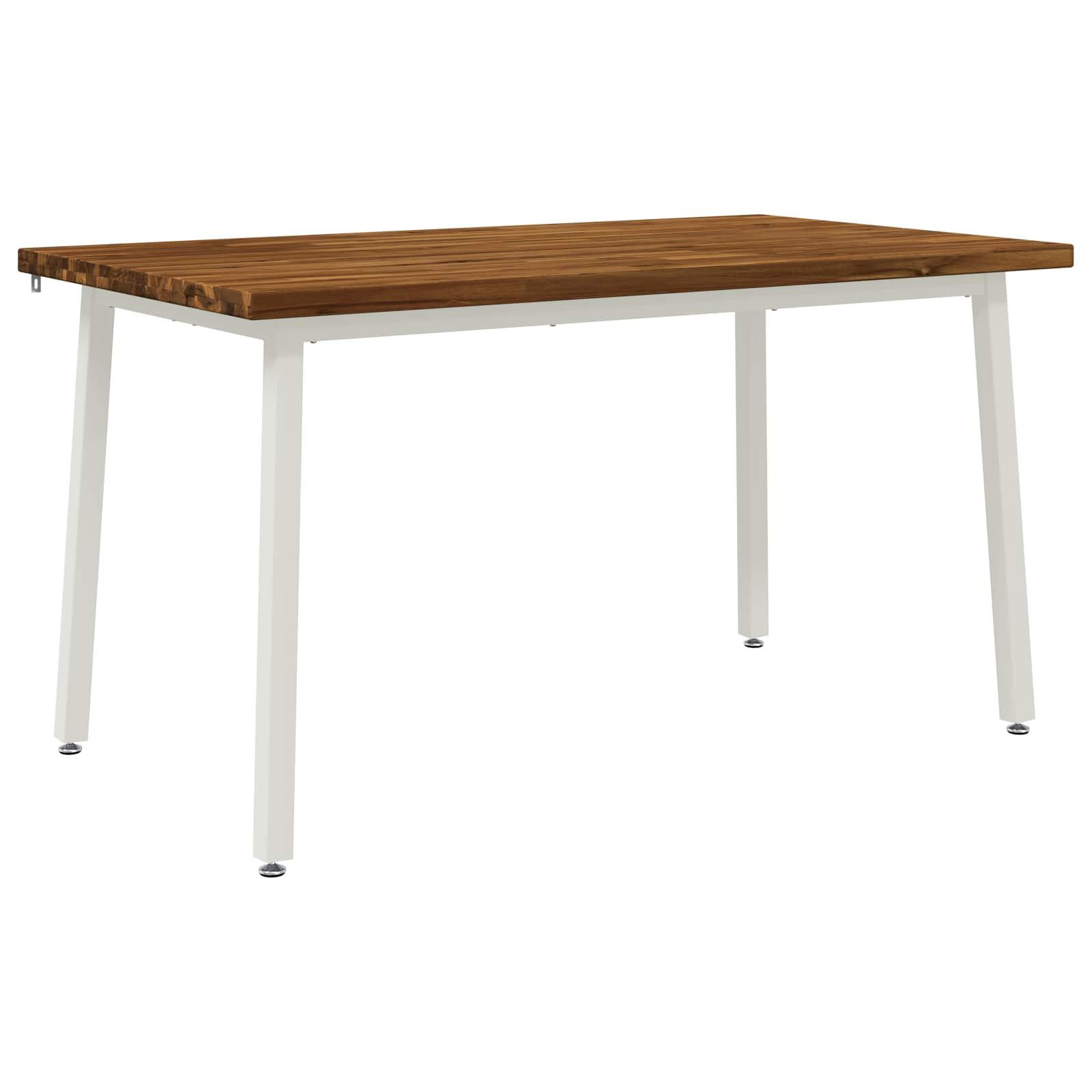 Spisebord i massivt akacietræ 140 x 80 x 75 cm - natur/hvid Spisebord i massivt akacietræ 140 x 80 x 75 cm - natur/hvid