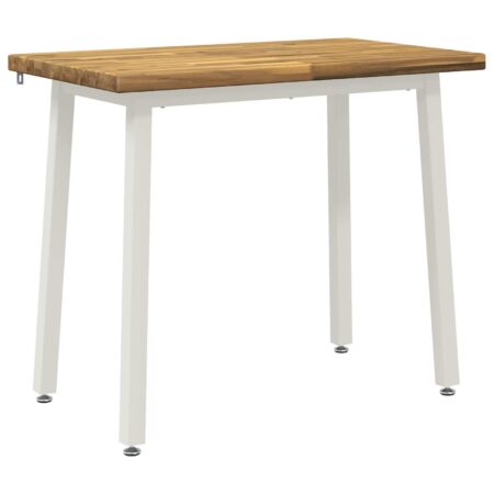 Spisebord i massivt akacietræ 90 x 55 x 75 cm - hvid, rektangulær