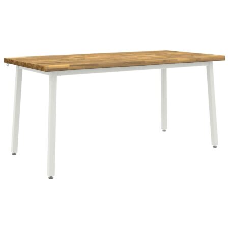 Spisebord med live edge i massivt akacietræ 160 x 70 x 75 cm - hvid