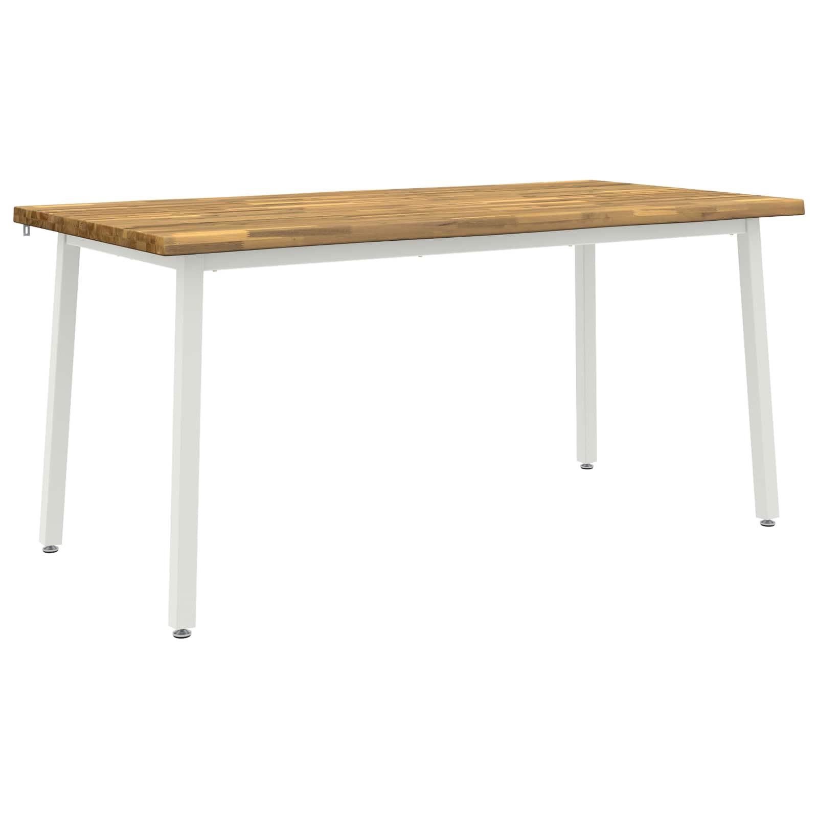 Spisebord med live edge i massivt akacietræ 160 x 70 x 75 cm - hvid Spisebord med live edge i massivt akacietræ 160 x 70 x 75 cm - hvid