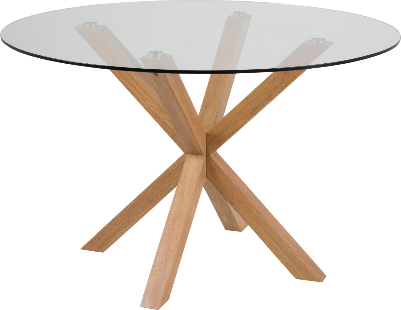 Spisebord spisestuebord Signature Bellona rund Ø119 cm glas top egetræ stel Spisebord spisestuebord Signature Bellona rund Ø119 cm glas top egetræ stel
