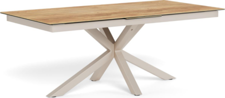 Spisebord/udtræksbord Signature Solenne - keramisk vild-eg-look, 240x100 cm, grå stålstel, synkron udtræk