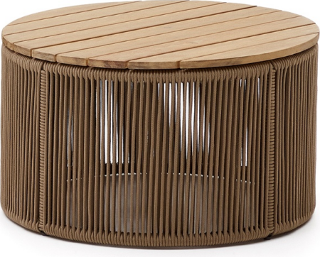Udendørs sofabord Kave Home Dandara loungebord 35x60x60 cm beige stål/akacietræ