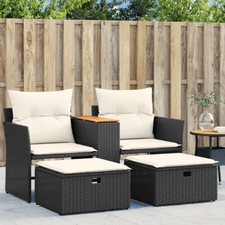 2-personers havesofa med skamler og bord - sort