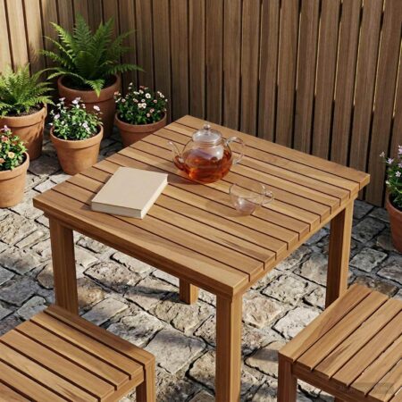 Bordplade i massiv teak 50 x 50 x 3,5 cm - naturfarvet
