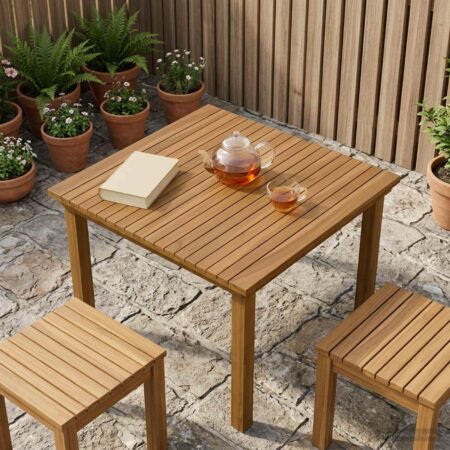 Bordplade i massiv teak 70 x 70 cm - naturfarvet