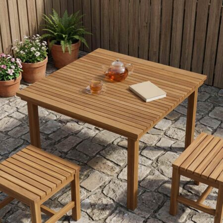 Bordplade i massiv teak 90 x 90 cm - naturfarvet