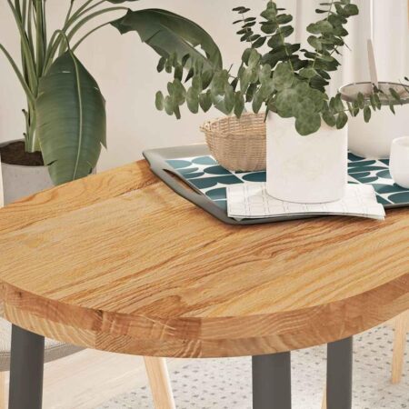 Bordplade i massivt egetræ 100 x 50 x 4 cm oval - lysebrun