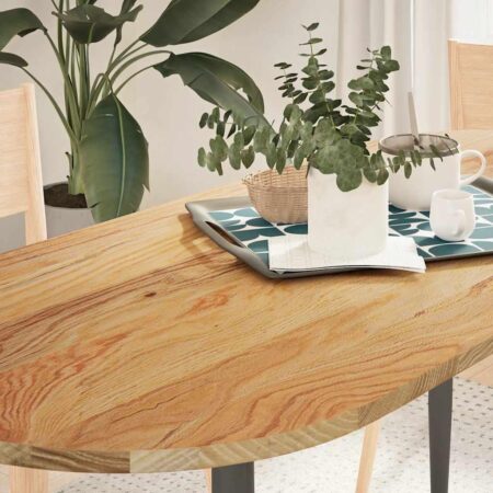 Bordplade i massivt egetræ 140 x 60 cm oval - lysebrun