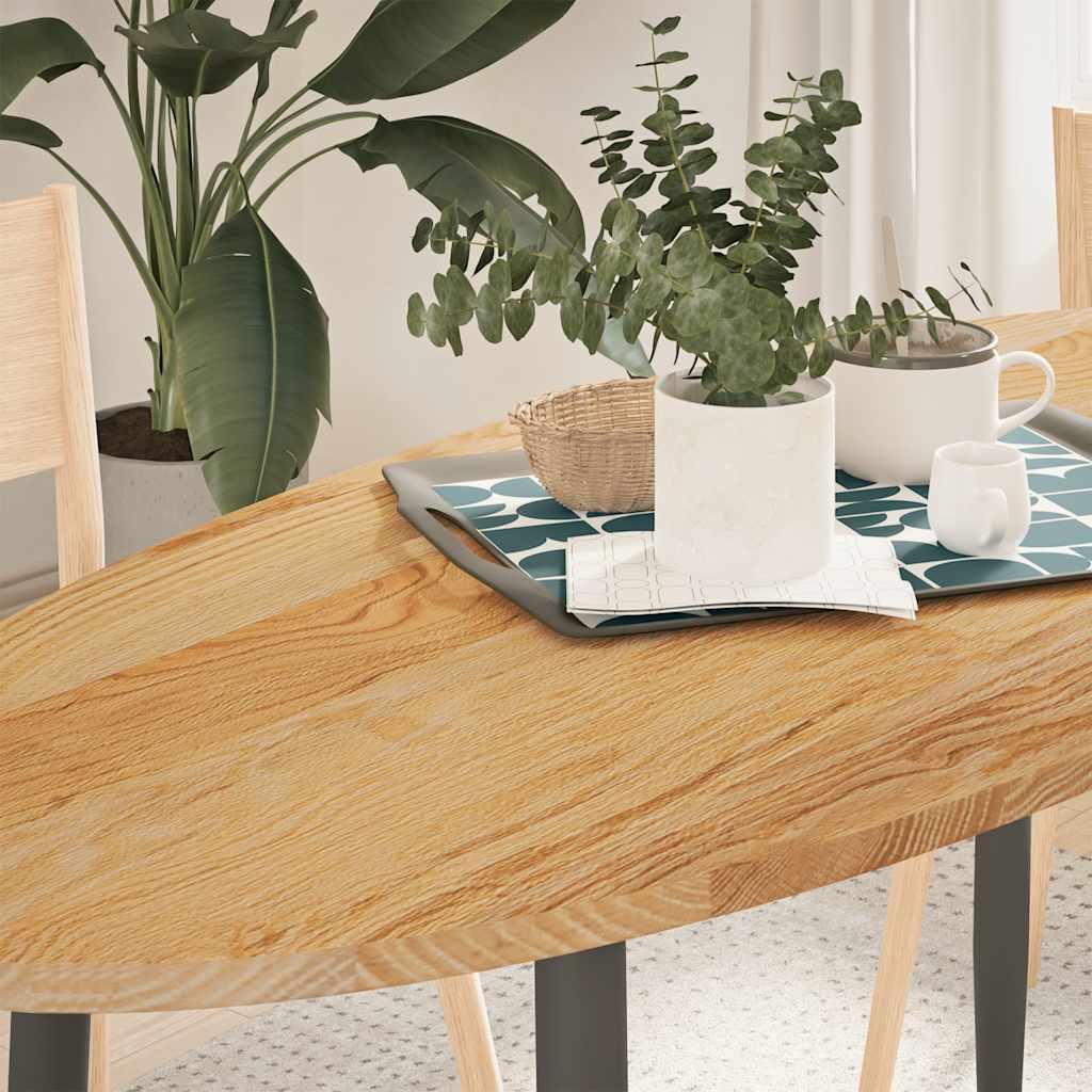 Bordplade i massivt egetræ 140 x 60 cm - oval, lysebrun Bordplade i massivt egetræ 140 x 60 cm - oval, lysebrun